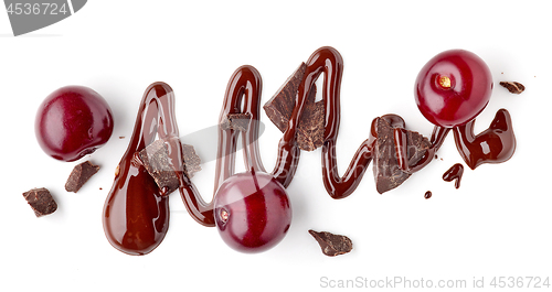 Image of sour cherries and melted chocolate