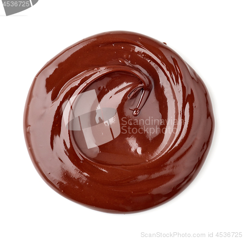 Image of melted chocolate on white background