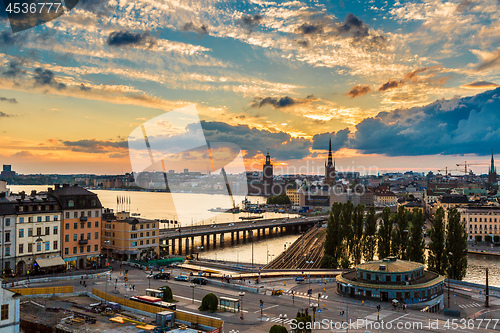 Image of Scenic summer night panorama of  Stockholm, Sweden