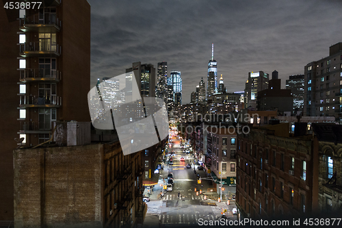 Image of Chinatown at night, New York City, United States of America.