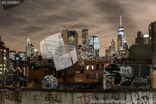 Image of Chinatown at night, New York City, United States of America.