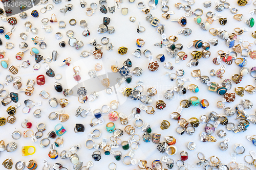 Image of Collection of jewellery rings on white