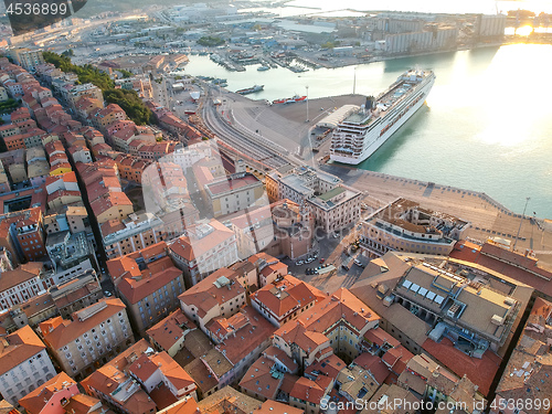 Image of flight over  the harbor of Ancona Italy