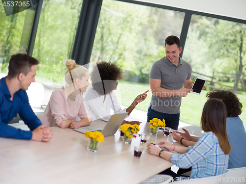 Image of Multiethnic startup Business Team At A Meeting at modern office 