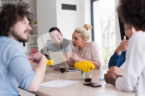 Image of Multiethnic startup business team on meeting