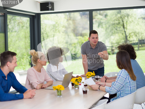 Image of Multiethnic startup Business Team At A Meeting at modern office 