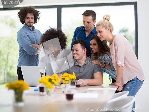 Image of Multiethnic startup Business Team At A Meeting at modern office 