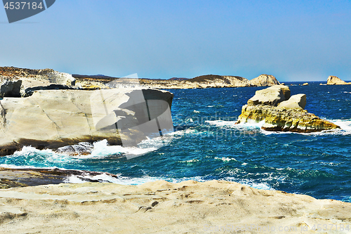 Image of beach in Milos island on a windy day