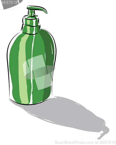 Image of A green dispenser that pumps out hand soap vector color drawing 
