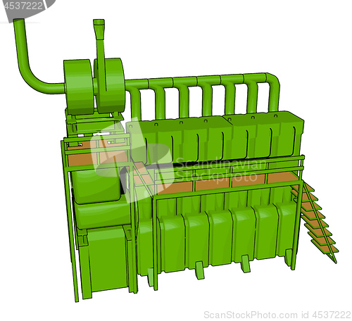 Image of Green colored machine vector or color illustration