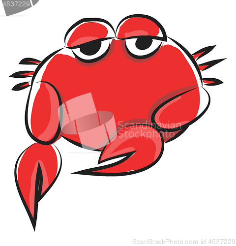 Image of Sad red cancer  vector illustration on white background