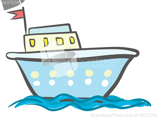 Image of Blue ship with windows vector or color illustration