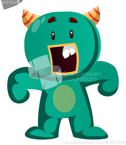 Image of Green monster surprised vector illustration