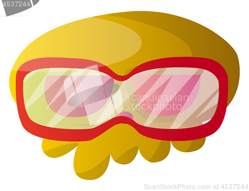 Image of Big yellow cartoon skull with red glasses vector illustartion on