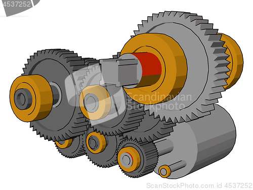 Image of A gear bearing machine vector or color illustration