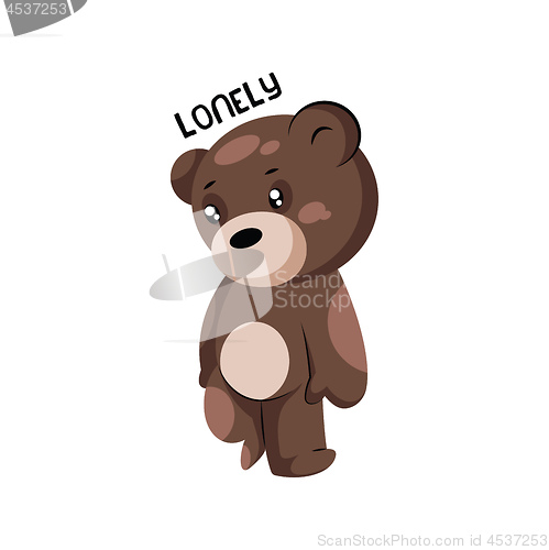 Image of Lonely brown teddy bear vector illustration on a white backgroun