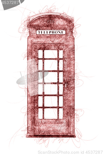 Image of a typical London phone booth ballpoint pen doodle