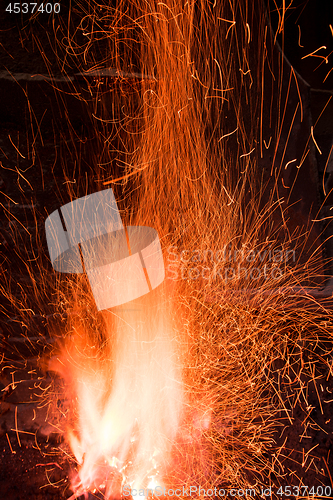 Image of Traditional blacksmith furnace with burning fire