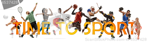 Image of Creative collage of a sportsmen in action. Time to sport.