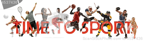 Image of Creative collage of a sportsmen in action. Time to sport.