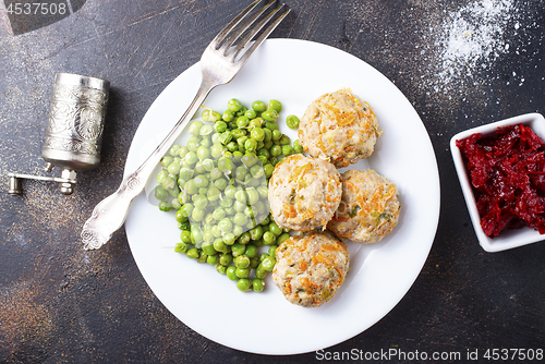 Image of cutlets with peas