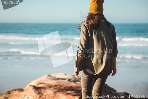 Image of Beautiful woman on the beach