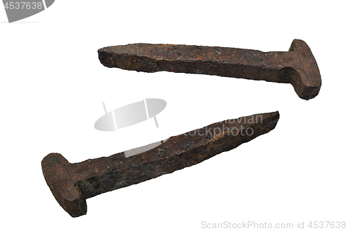 Image of isolated rusty old nail