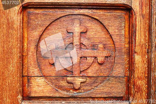 Image of detail on old wooden door
