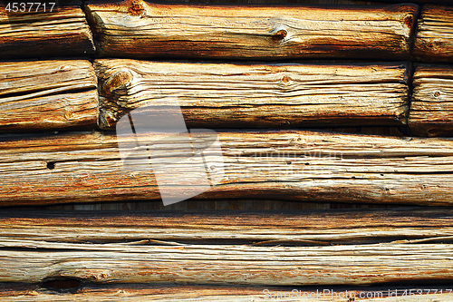 Image of textural detail of log house wall