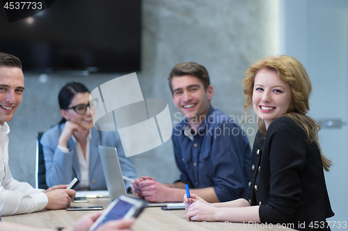 Image of Startup Business Team At A Meeting at modern office building