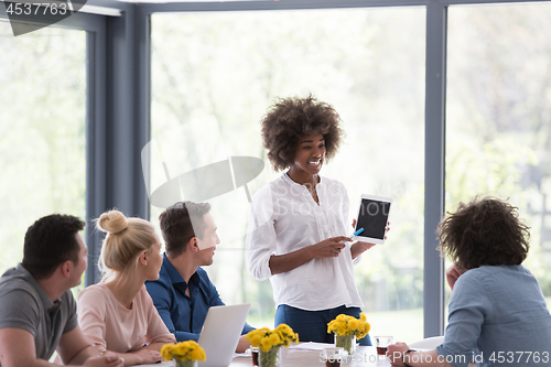 Image of Multiethnic startup business team on meeting