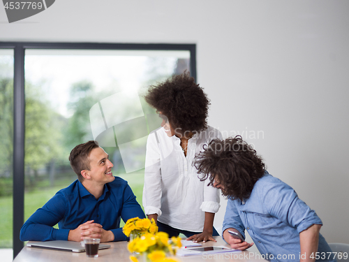 Image of Multiethnic startup Business Team At A Meeting at modern office 