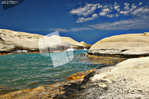 Image of beautiful beach of Sarakiniko, Milos island