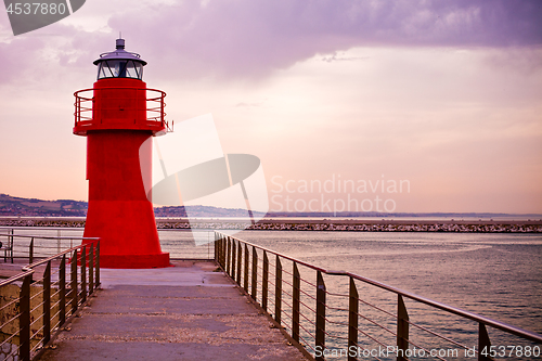 Image of Red lighthouse of Ancona, Italy.