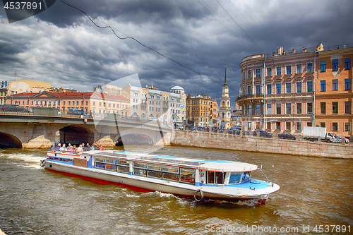 Image of Fontanka river. Saint-Petersburg , Belinsky Bridge