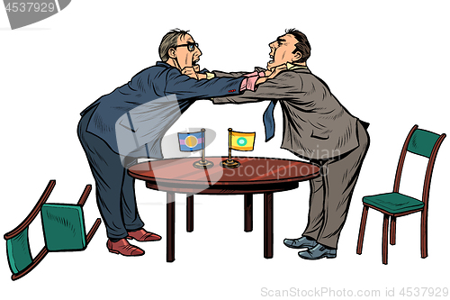 Image of policy diplomacy and negotiations. Fight opponents