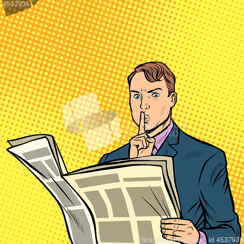 Image of media censorship. man reading a newspaper