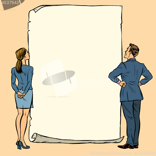 Image of man and woman blank banner