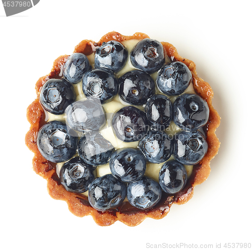 Image of blueberry tart isolated on white background