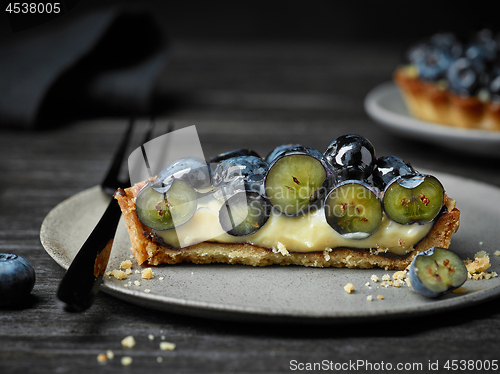 Image of close up of blueberry tart