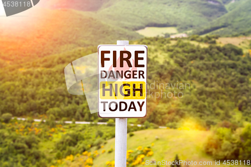 Image of fire danger high today warning sign