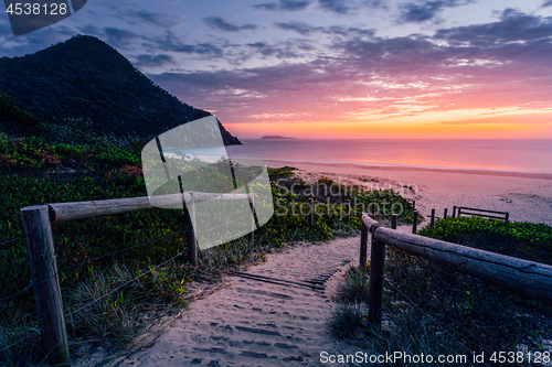 Image of Path to beach and beautiful sunrise Australia