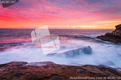 Image of Blazing red sunrise over the Sydney east coast