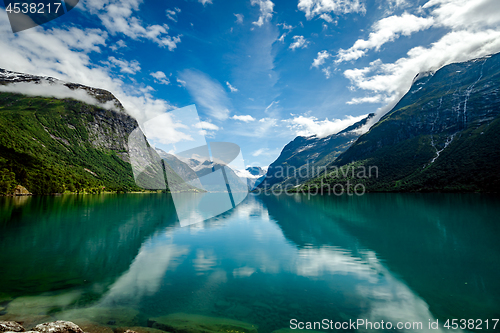 Image of lovatnet lake Beautiful Nature Norway.