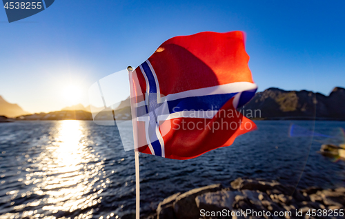 Image of Norway Flag. Beautiful Nature Norway natural landscape.