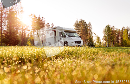 Image of Family vacation travel RV, holiday trip in motorhome