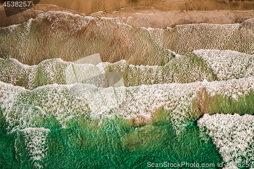 Image of Abstract wave sea beach on top view.