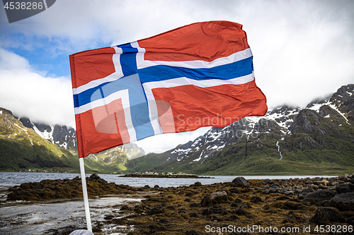 Image of Norway Flag. Beautiful Nature Norway natural landscape.