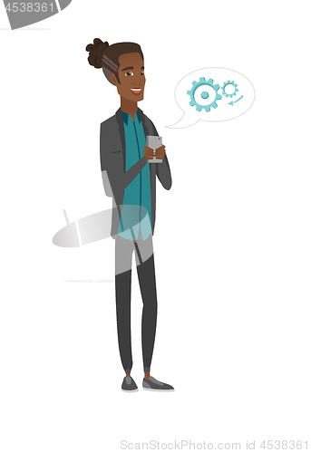 Image of Young african-american man holding a mobile phone.