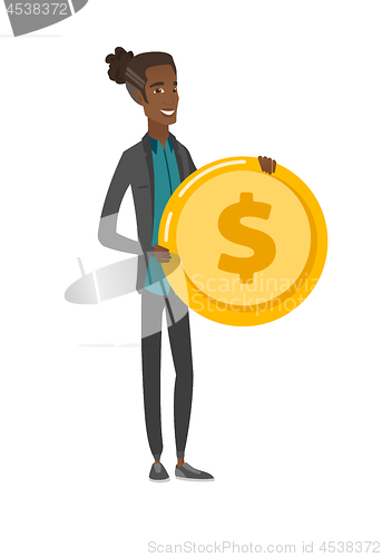 Image of Successful african businessman with dollar coin.